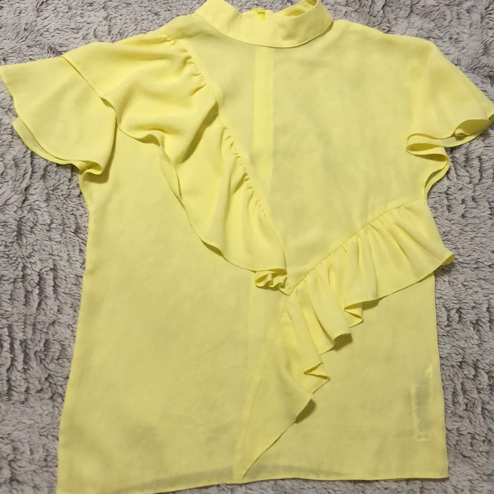 ASOS yellow top blouse ruffles